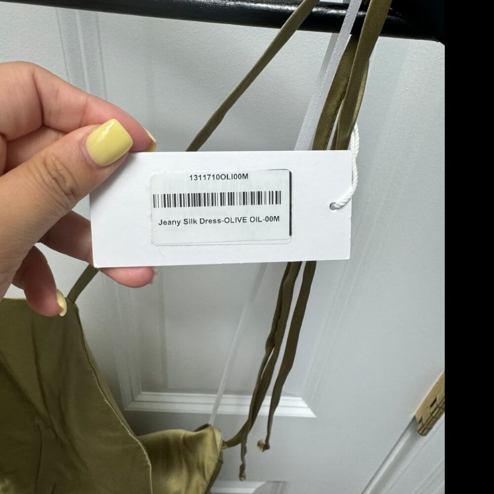 Reformation Dress Jeany Silk Dress Olive Oil Size M - Picture 4 of 6